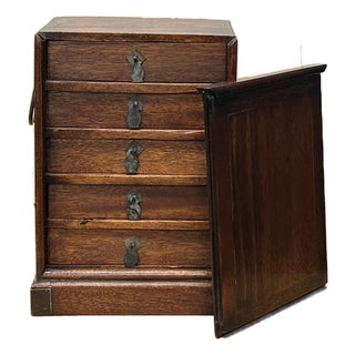 Oriental 5 Small Drawers Pull Lid Accent Treasure Chest Box For Sale