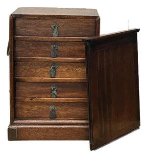 Oriental 5 Small Drawers Pull Lid Accent Treasure Chest Box