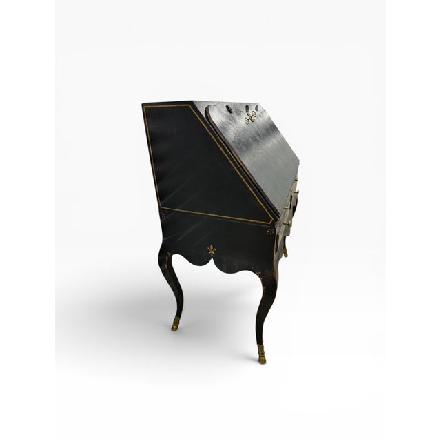 Late 20th Century French Louis XV Style Slant-Front Painted Ladies Desk For Sale In Miami - Image 6 of 14