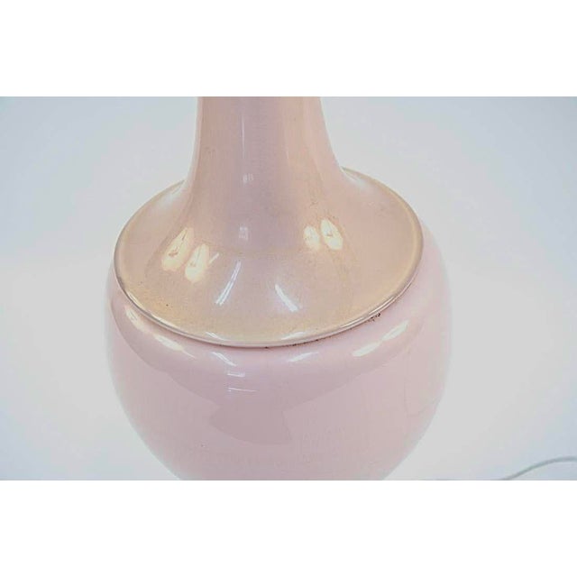 This is a monumental and magnificent mid century Marbro Murano hand blown glass lamp. It is an exquisite pink ice with...