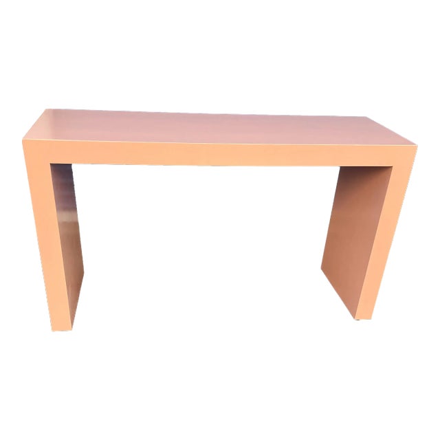 Late 20th Century Parsons Style Salmon Color Console Table For Sale