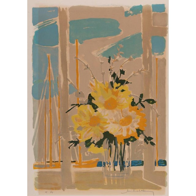 Michel HENRY Bouquet of Yellow Flowers Original color lithograph Signed in pencil On Arches wove paper, 50 x 65 cm...
