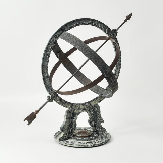 Vintage Mixed Metal Armillary Sphere Garden Decor Sundial Made in Usa For Sale - Image 18 of 18