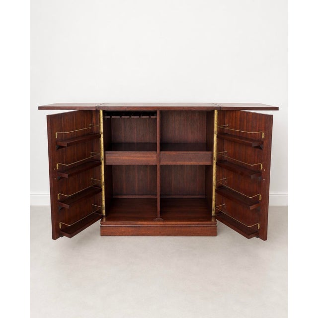 Brown Vintage Ricardo Lynn Brutalist Bar Cabinet | 1960s Asian Modern Expanding Dry Bar | Fold-Out Cocktail Cabinet | Mid Century Furniture For Sale - Image 8 of 12