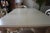 Contemporary Mid 20th Century White Pedestal Dining Table With Leaf and Upholstered Chairs – Seats 8 For Sale - Image 3 of 12