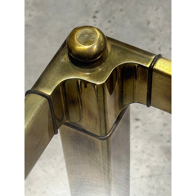 1970s Vintage Mastercraft Attributed Mid-Century Modern Brass and Glass Rectangular Console Table For Sale - Image 5 of 8