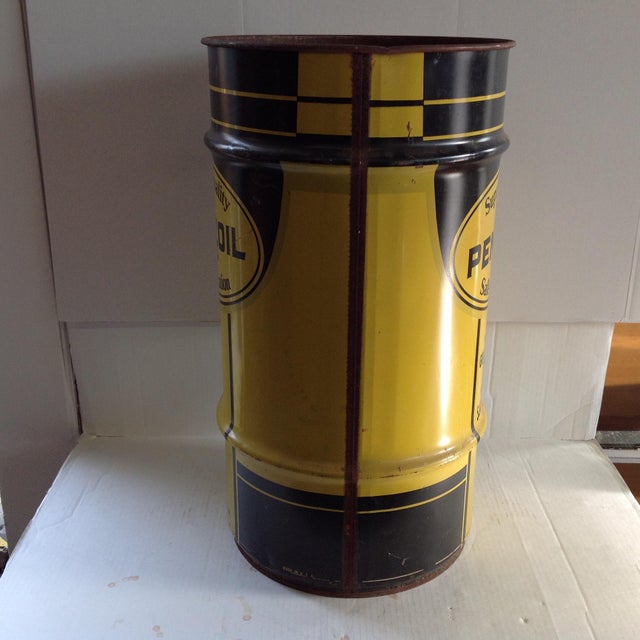 Vintage Industrial Oil Drum Steel Pennzoil Gear Lubricant Drum Chairish