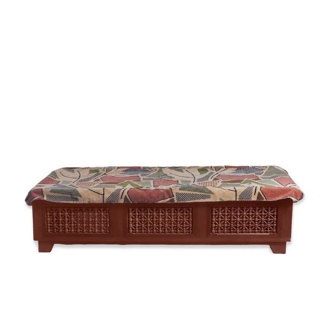 The Moursharaby Style Hand Carved Custom Bench from Morocco showcases exquisite artisanal craftsmanship, featuring...
