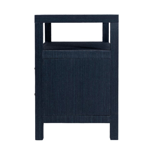 Blue Nora 28 in. W Raffia 2 Drawer Nightstand with Top Open Shelf, Blueberry For Sale - Image 8 of 11