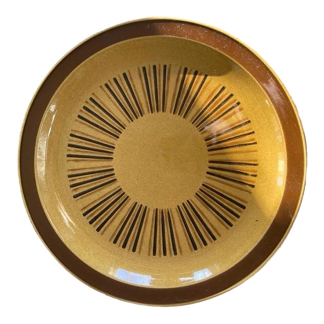 1970s MCM Stoneware Ekco Eterna Canoe Round 12” Platter For Sale