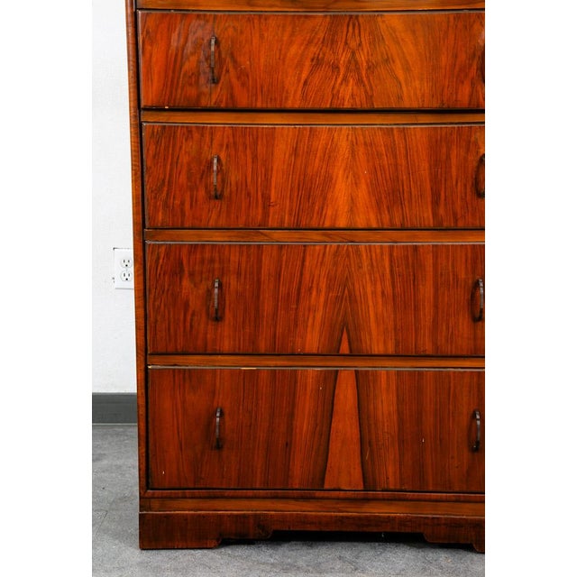 Mid Century Modern Highboy Dresser 5 Drawer Walnut Vintage MCM Metal Burl Wood For Sale In Sacramento - Image 6 of 12