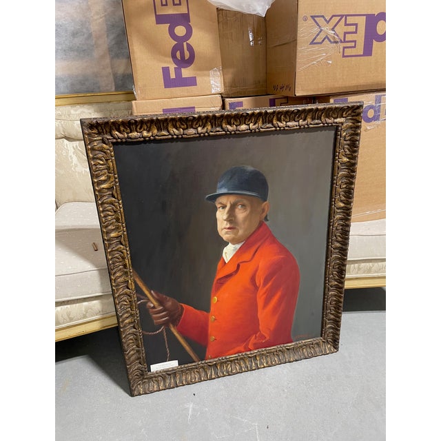 Early 20th Century Equestrian Themed Portrait, Oil-on-Canvas For Sale - Image 11 of 12