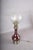 Amber-Brown Glass and Brass Table Lamp with Etched Glass Globe, 1950s For Sale - Image 13 of 18