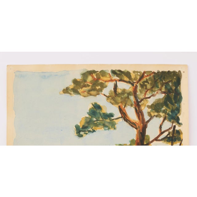Original ca 1950 Impressionist Landscape Water Color Painting, Swedish student work, unsigned. Landscape reminiscent of...