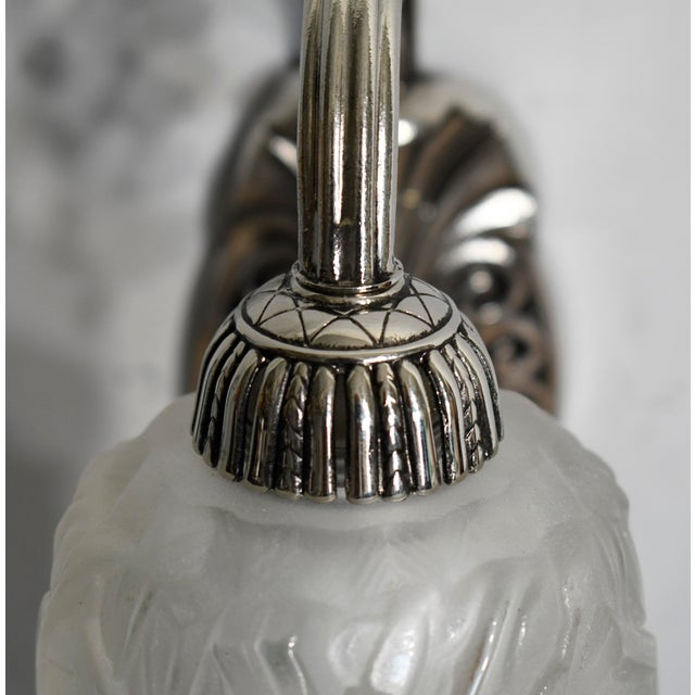 Metal French Art Deco Wall Sconce by Léon Hugue & Charles Schneider 1930 France - A Pair For Sale - Image 7 of 11