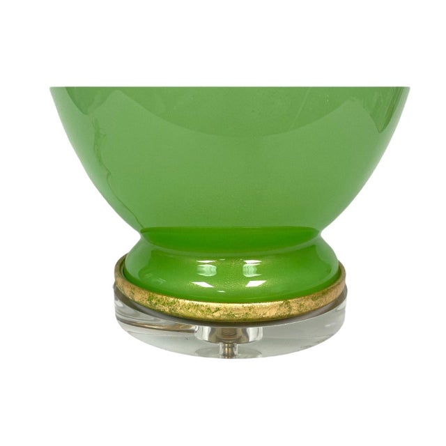 Mid Century Murano Glass Marbro Green & Gold Lamp, Restored Vintage