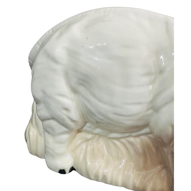 Ceramic Vintage 1970s Ceramic Elephant Mother & Baby Figurine | Lucky Trunks Up Decor | White & Pink Porcelain Collectible | Mid Century Animal Statue For Sale - Image 7 of 11