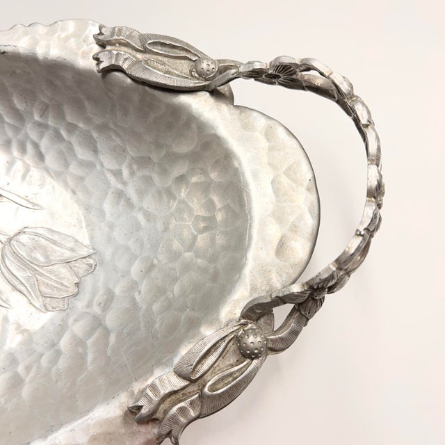 1960s Hammered Aluminum Tulip Tray For Sale - Image 4 of 8