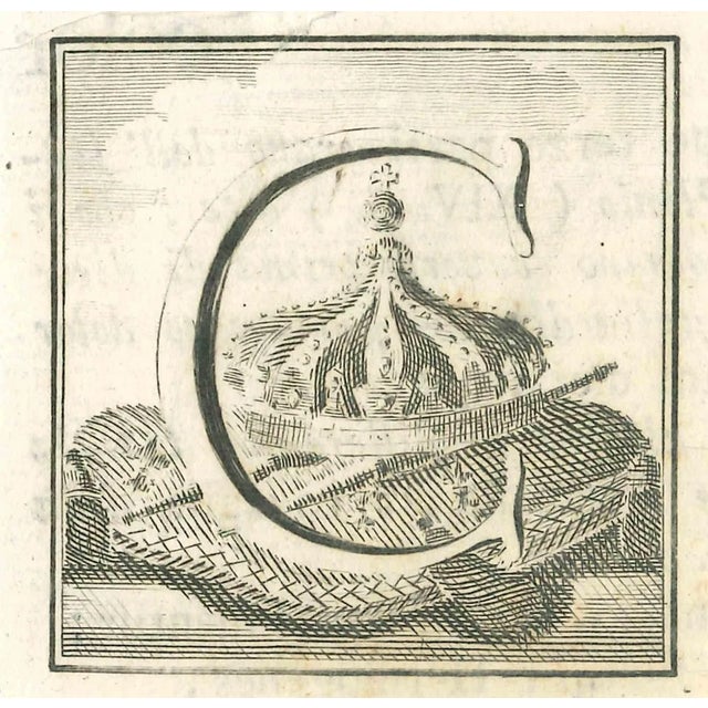 Unknown, Letter of the Alphabet C, Etching, 18th Century For Sale