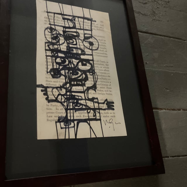 2 original marker drawings done on vintage book pages both signed appropriately 4.5 x 8.5 laid down on black mat board...