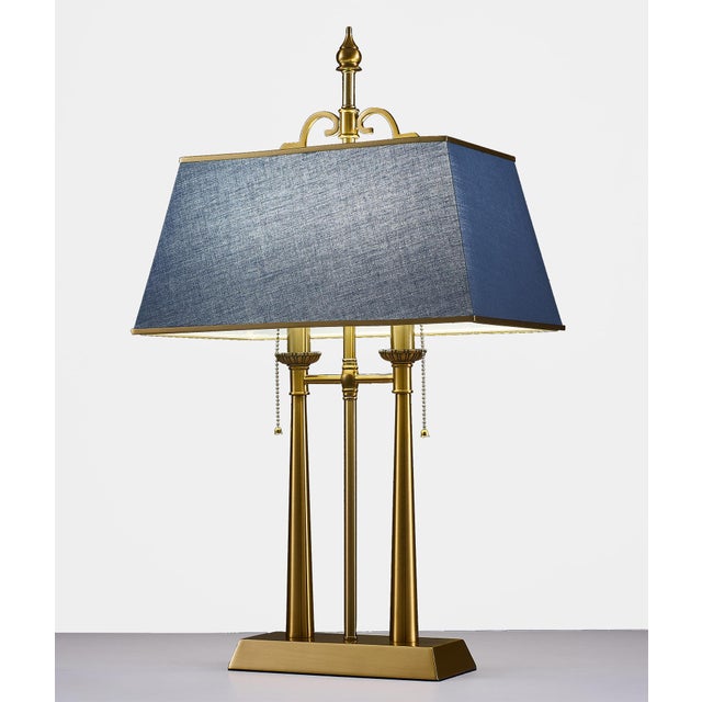 Modern Pasargad Home Executive Table Lamp, Gold/Blue For Sale - Image 3 of 5