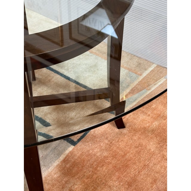 Crate & Barrel Halo Glass + Wood Dining Table For Sale In San Francisco - Image 6 of 12