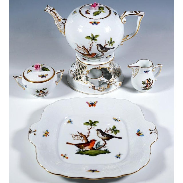 Baroque Rothschild Oiseaux Tea and Dessert Set for Six Persons from Herend, Set of 23 For Sale - Image 3 of 9