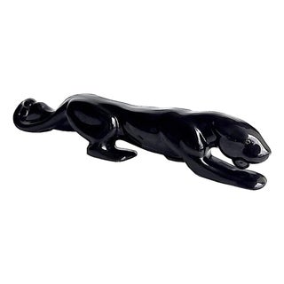 Vintage Royal Haeger Crouching Black Panther Ceramic Figurine For Sale