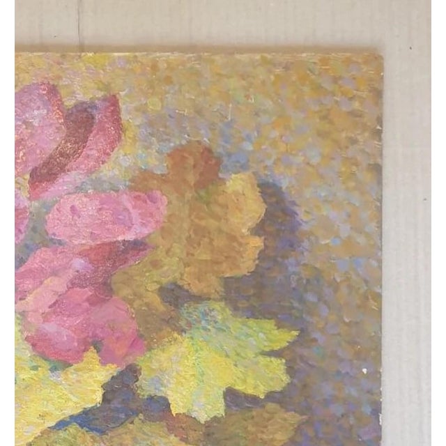 Realism 1970s Still-Life With Flowers Oil Painting Original Soviet Art Ukrainian Artist Moskvitin m.a. 50-47 For Sale - Image 3 of 6