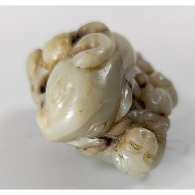 Celadon 20th Century Chinese Qing Style Nephrite Jade Carving of Boys and Ram For Sale - Image 8 of 13