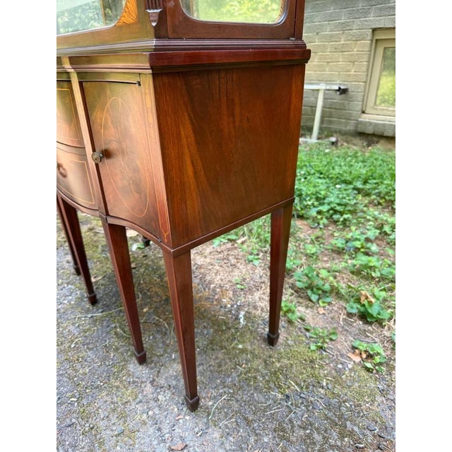 Pair of Vintage George III Carved Mahogany and Satinwood Inlaid Display Cabinets For Sale - Image 14 of 17
