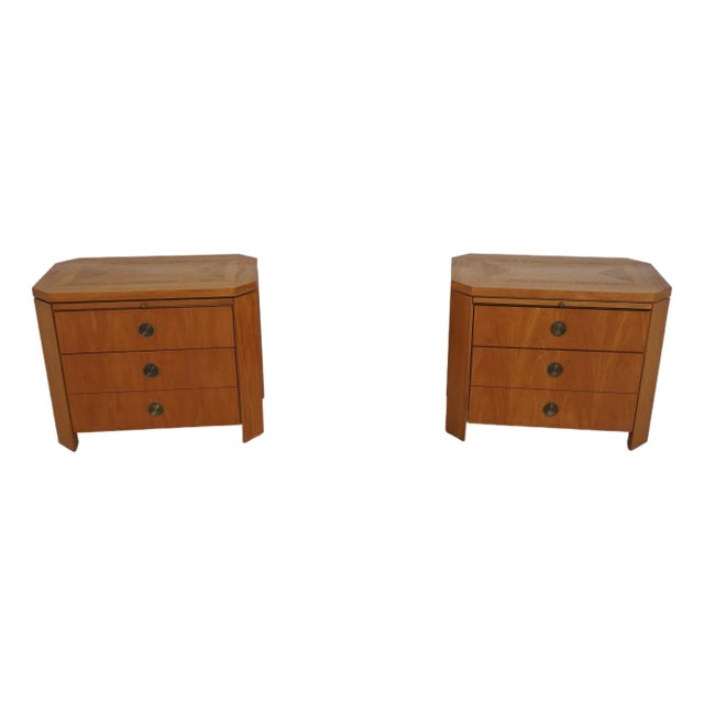 Pair of Baker Charles Pfister Primavera 2 Drawer Nightstands For Sale