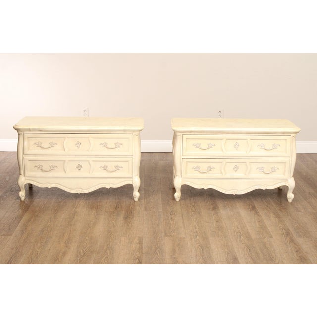 French Provincial Union National French Provincial Style Pair of Painted Commodes For Sale - Image 3 of 18