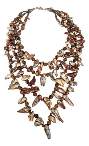 Vintage Multi-Stand Freshwater Pearl Bib Style Beaded Necklace