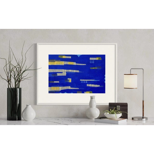 This is a mixed media contemporary art piece starting with a monotype print and then painting, drawing, and mixed media on...