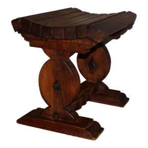 Vintage Slat Bench Solid Wood Trestle Stool Vanity Chair Rustic Cabin Decor