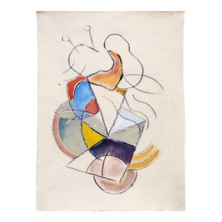 "Paradigm", 2019. Contemporary, Abstract, Mixed Media on Canvas by Joe Ginsberg. Ecru Field, Accented With Muted Pastel Tones. For Sale