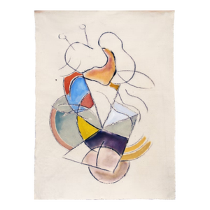 "Paradigm", 2019. Contemporary, Abstract, Mixed Media on Canvas by Joe Ginsberg. Ecru Field, Accented With Muted Pastel Tones.