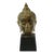 Antique Bronze Buddha Head on Wood Stand – 5" X 5" X 13" (With Base) For Sale