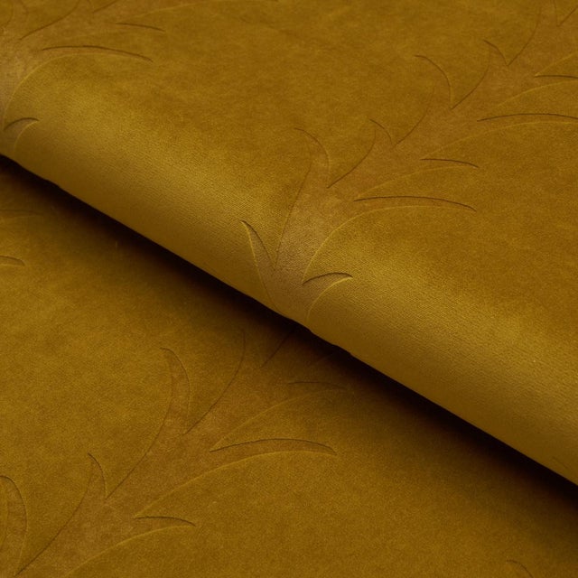 Schumacher Sample - Schumacher Acanthus Stripe Velvet Fabric In Olive For Sale - Image 4 of 5