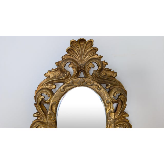 Rococo Early 20th Century French Gilt Bronze Rococo Oval Wall Mirror For Sale - Image 3 of 7