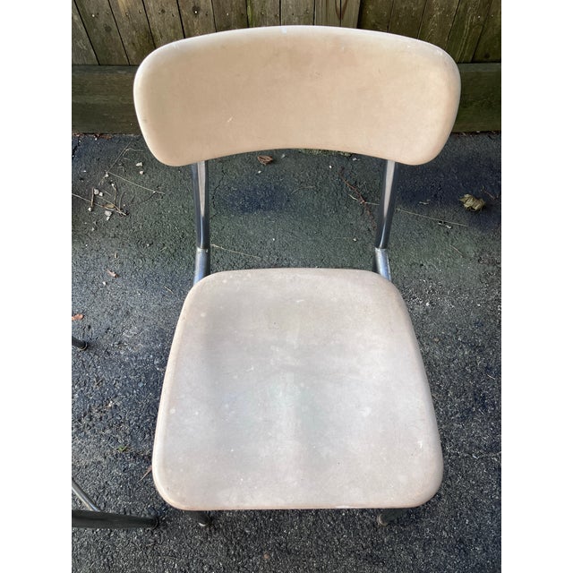3 Vintage Heywood Wakefield Heywoodite Plastic and Chrome School Chairs For Sale - Image 9 of 11