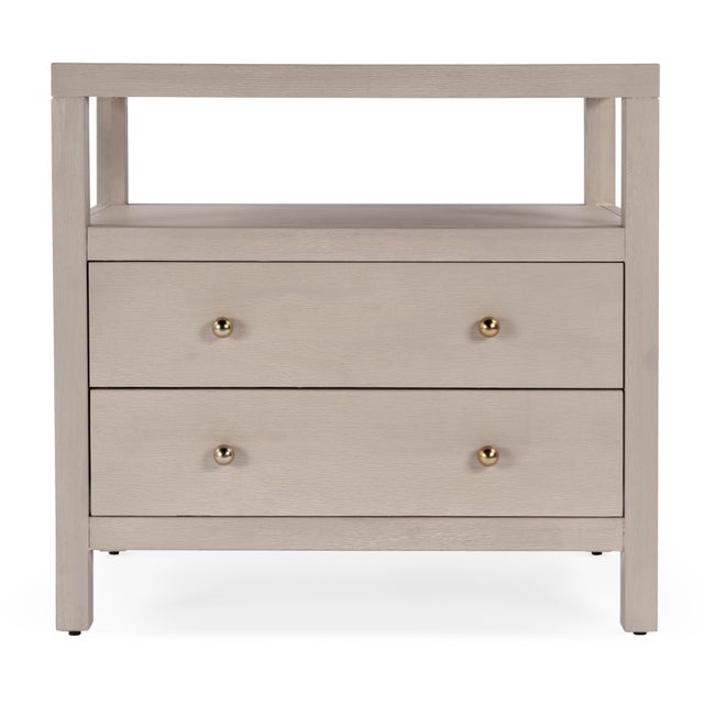 Wood Nora 28 in. W Rectangular 2 Drawer Wide Nightstand with Open Shelf, Antique Taupe For Sale - Image 7 of 11