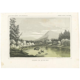 Sarony, Major & Knapp, Crossing the Bitter Root River in Western Montana, USA, Tinted Lithograph, 1856 For Sale