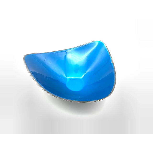 Blue Vintage Mid 20th Century Reed & Barton Silver Plated and Enamel Bowl For Sale - Image 8 of 13