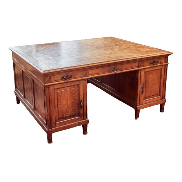 Large Antique Oak Desk For Sale