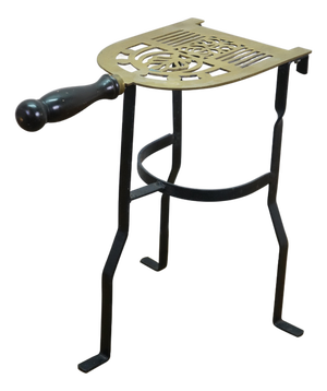 Antique Brass Wrought Iron Fireplace Heatheware Kettle Stand Trivet Penny Foot 14"