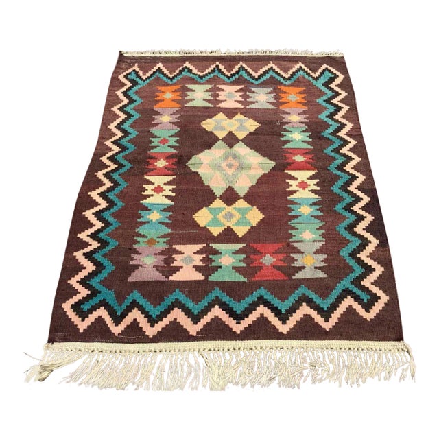 Small Vintage Turkish Kilim - 36" X 51" For Sale