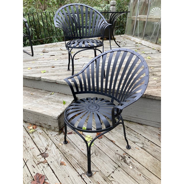 Coastal Francois Carre Fan Back Garden Chairs - A Pair For Sale - Image 3 of 11