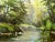 Textile Vintage Post-Impressionist Painting of Tree-Lined River in the Irish Countryside 1980 Circa For Sale - Image 7 of 10